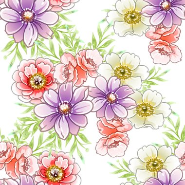 Renkli vintage tarzı çiçekler pürüzsüz desen