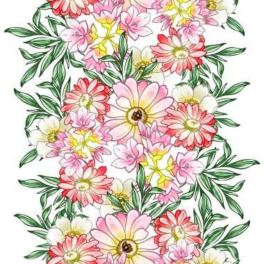 Renkli vintage tarzı çiçekler pürüzsüz desen