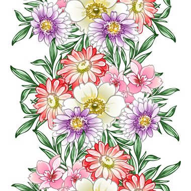 Renkli vintage tarzı çiçekler pürüzsüz desen