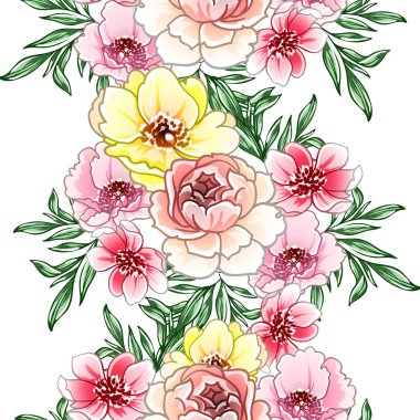 Renkli vintage tarzı çiçekler pürüzsüz desen