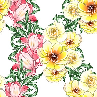 Renkli vintage tarzı çiçekler pürüzsüz desen