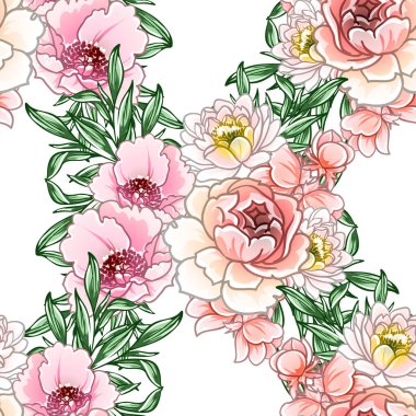 Renkli vintage tarzı çiçekler pürüzsüz desen