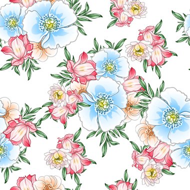 Renkli vintage tarzı çiçekler pürüzsüz desen