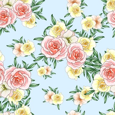 Renkli vintage tarzı çiçekler pürüzsüz desen