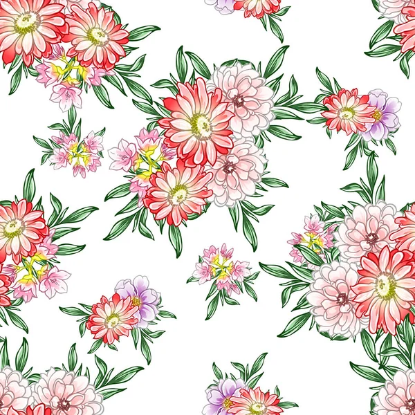 Fleurs Style Vintage Coloré Motif Sans Couture — Image vectorielle