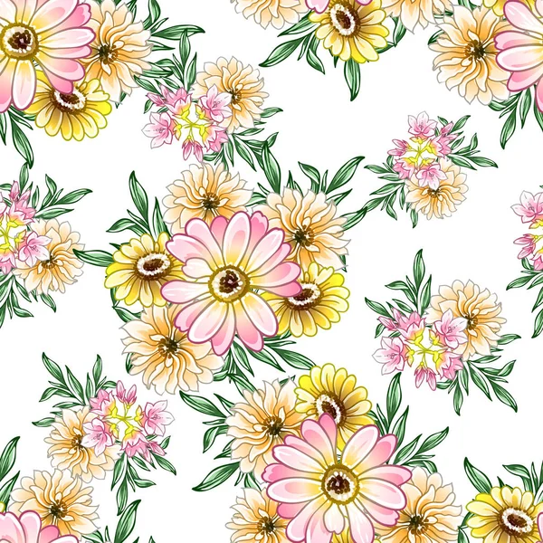 Fleurs Style Vintage Coloré Motif Sans Couture — Image vectorielle