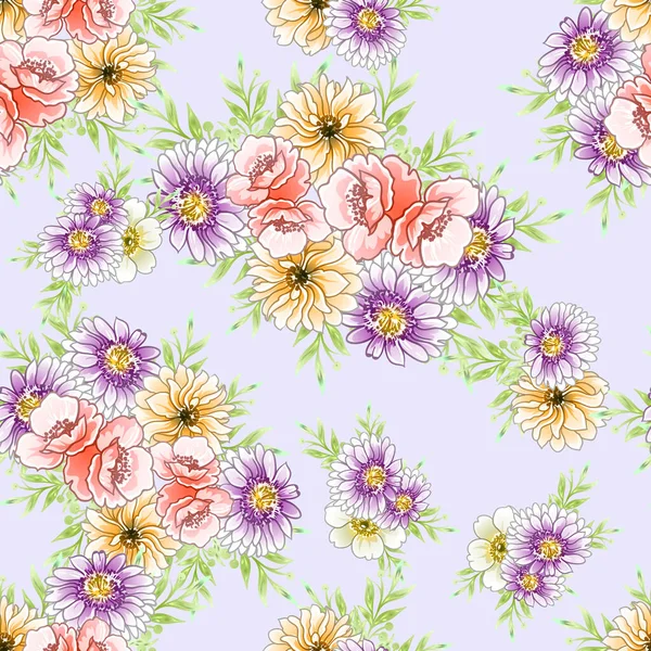 Fleurs Style Vintage Coloré Motif Sans Couture — Image vectorielle