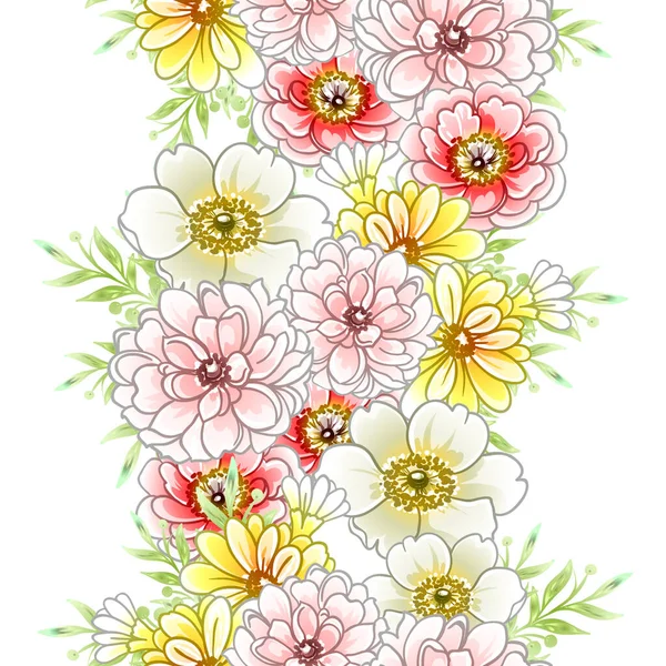 Fleurs Style Vintage Coloré Motif Sans Couture — Image vectorielle