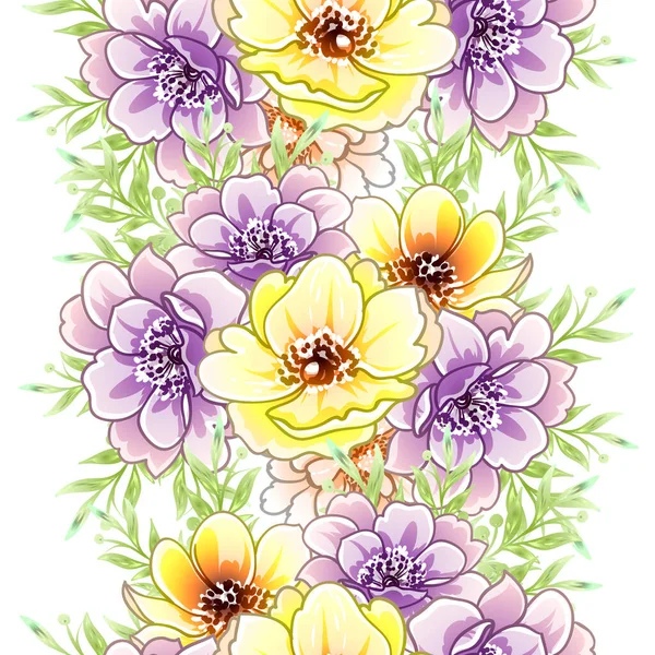 Барвистий Вінтажний Стиль Квіти Безшовний Візерунок — стоковий вектор