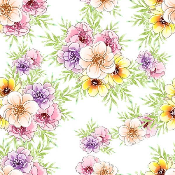 Coloridas Flores Estilo Vintage Patrón Sin Costuras — Vector de stock