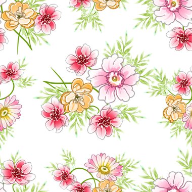 Renkli vintage tarzı çiçekler pürüzsüz desen