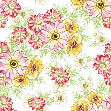 Renkli vintage tarzı çiçekler pürüzsüz desen