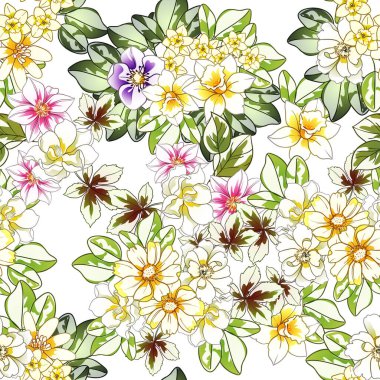 Renkli vintage tarzı çiçekler pürüzsüz desen