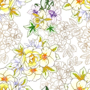 Renkli vintage tarzı çiçekler pürüzsüz desen