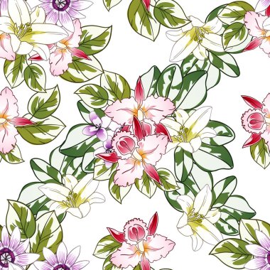 Renkli vintage tarzı çiçekler pürüzsüz desen