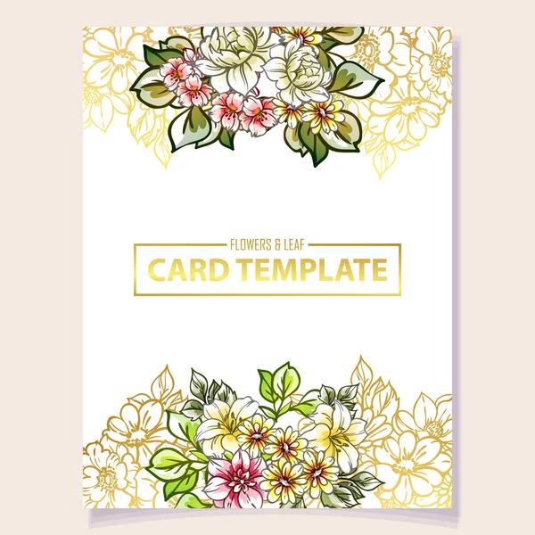 Colored Invitation Card Vintage Style Flowers Pattern — Stock Vector