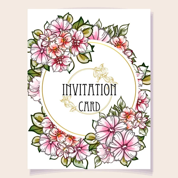 Carte Invitation Colorée Motif Fleurs Style Vintage — Image vectorielle