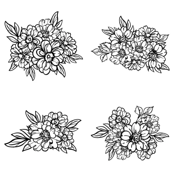 Modèle Fleurs Sans Couture Style Vintage Monochrome — Image vectorielle