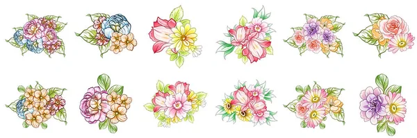 Estilo Vintage Colorido Flores Padrão Sem Costura — Vetor de Stock