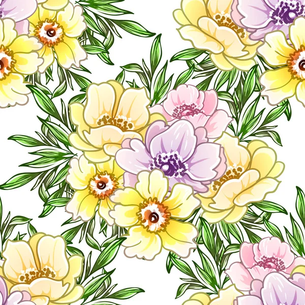 Fleurs Style Vintage Coloré Motif Sans Couture — Image vectorielle