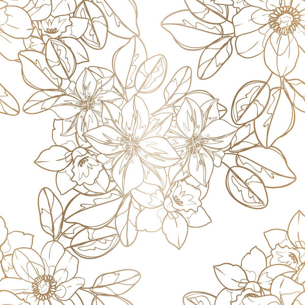 Colourful vintage style flowers seamless pattern