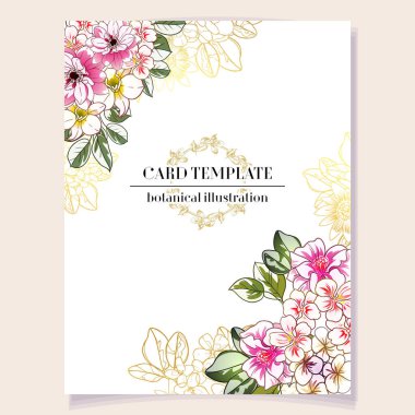 Tebrik kartı davetinde renkli çiçekler, vektör illüstrasyon arkaplanı, kopyalama alanı