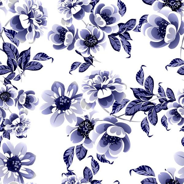 カラフルな花のシームレスな背景 花びら ベクトルイラスト — ストックベクタ