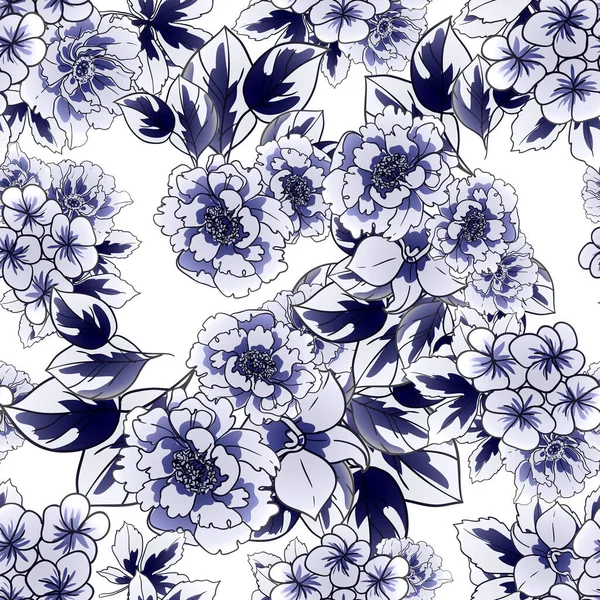 Flores Colores Sin Costura Fondo Pétalos Vector Ilustración — Vector de stock
