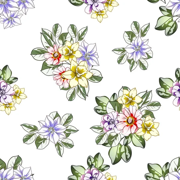 Kleurrijke Bloemen Naadloze Achtergrond Bloemblaadjes Vector Illustratie — Stockvector