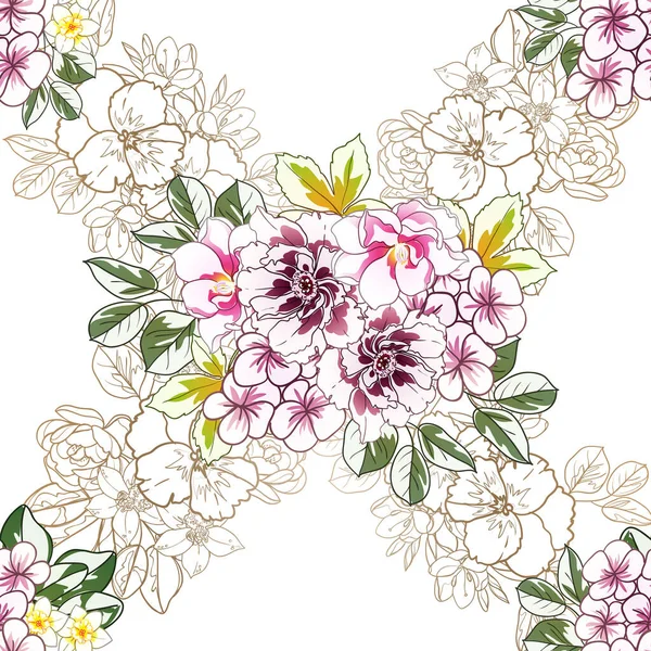 Bunte Blumen Nahtloser Hintergrund Blütenblätter Vektorillustration — Stockvektor