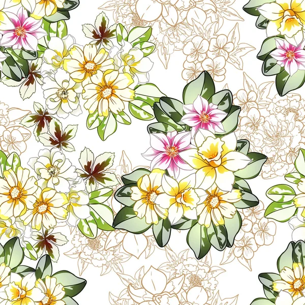 Fond Fleurs Colorées Bannière Vectorielle Illustration — Image vectorielle
