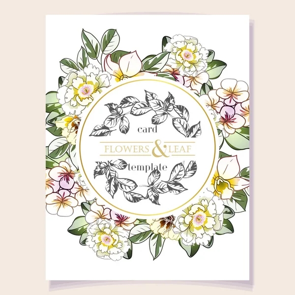 Färgglada Blommor Gratulationskort Inbjudan Vektor Illustration Bakgrund Kopiera Utrymme — Stock vektor