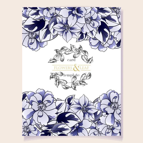 Lila Violette Blumen Karte Vorlage Vektor Illustration Banner — Stockvektor