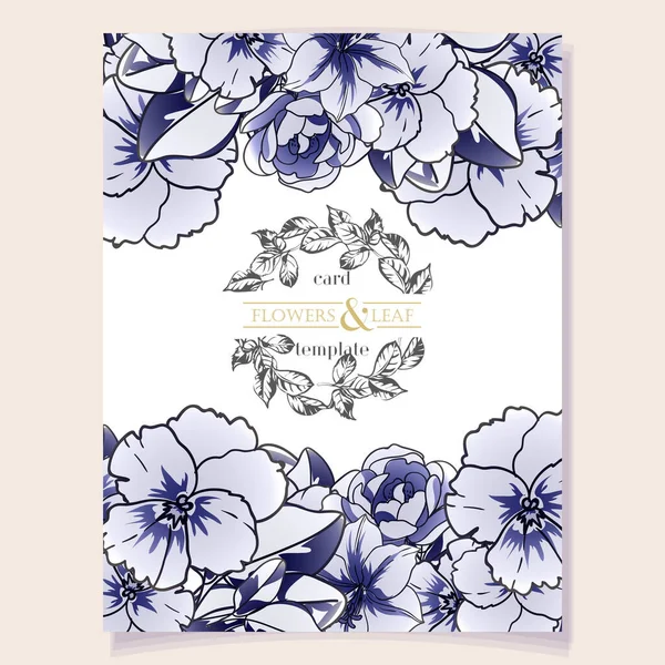 Lila Violette Blumen Karte Vorlage Vektor Illustration Banner — Stockvektor