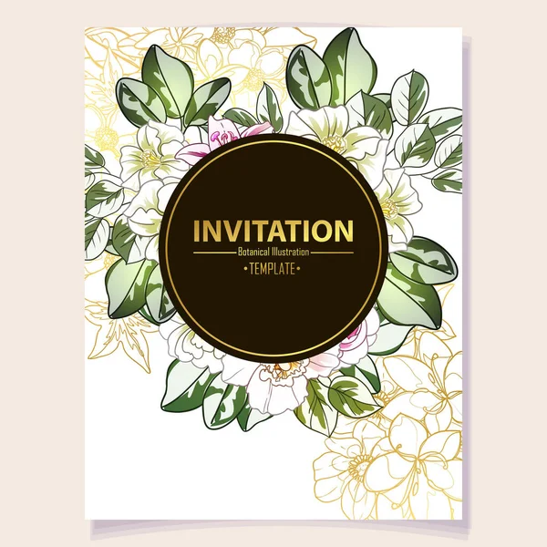 Flores Colores Invitación Tarjeta Felicitación Vector Ilustración Fondo Espacio Copia — Vector de stock