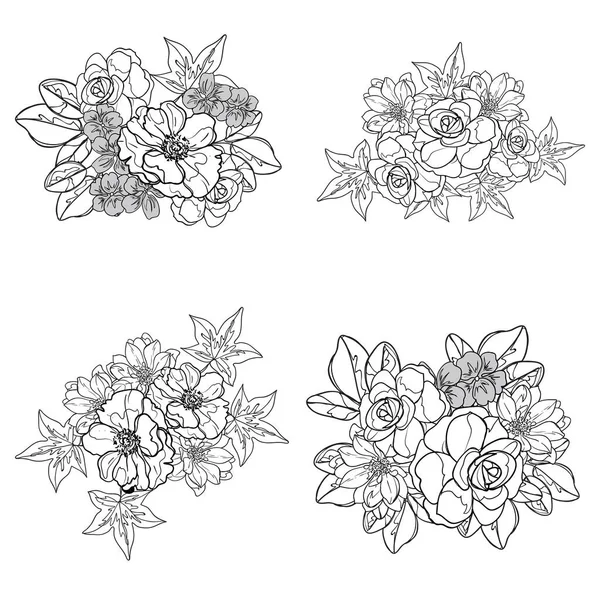 Fleurs Blanches Noires Fond Sans Couture Illustration Vectorielle — Image vectorielle