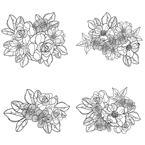 Fekete Fehér Virágok Zökkenőmentes Háttér Vektor Illusztráció — Stock Vector