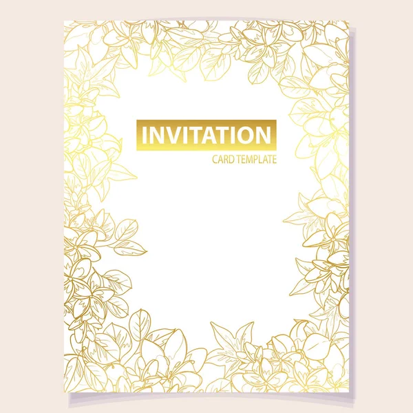 Золоті Жовті Квіти Шаблоні Запрошення Вітальні Листівки Векторний Фон Ілюстрації — стоковий вектор