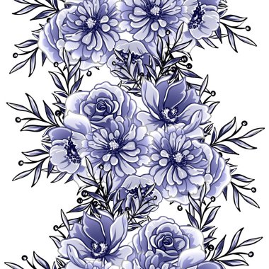 Renkli çiçekler pürüzsüz desen, taç yaprakları, vektör çizimi