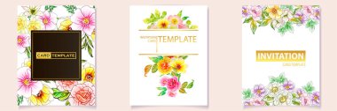 Çiçek kartları şablonları, vektör illüstrasyon pankartları