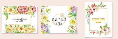 Çiçek kartları şablonları, vektör illüstrasyon pankartları