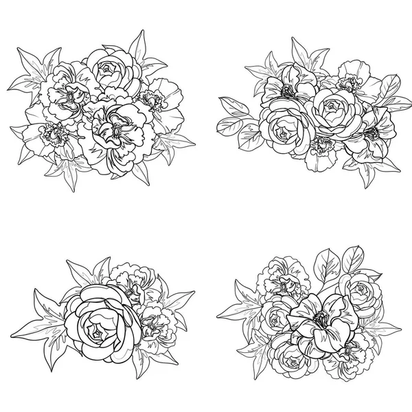 Schwarz Weiße Blumen Nahtloser Hintergrund Vektorillustration — Stockvektor