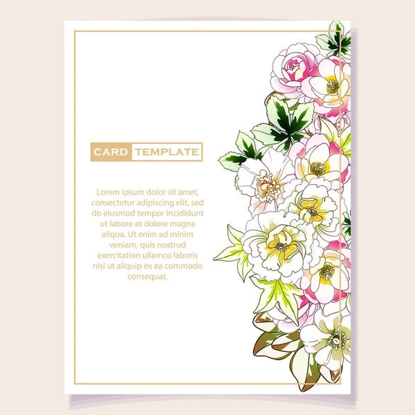 Kolorowe Kwiaty Karcie Zaproszenie Wektor Ilustracja — Wektor stockowy