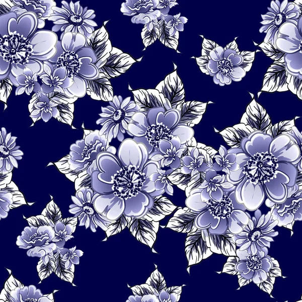 Fleurs Colorées Motif Sans Couture Pétales Illustration Vectorielle — Image vectorielle