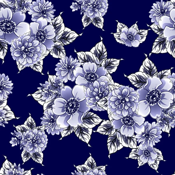 Fleurs Colorées Motif Sans Couture Pétales Illustration Vectorielle — Image vectorielle