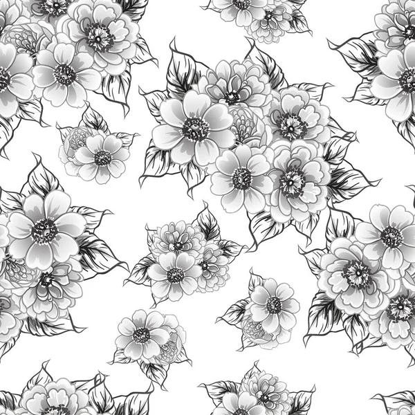 Černá Bílá Květy Hladké Pozadí Vektorové Ilustrace — Stockový vektor
