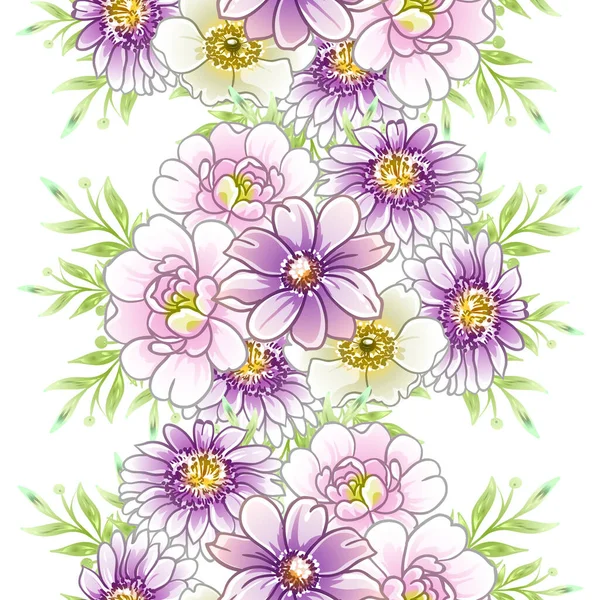 Kleurrijke Bloemen Naadloos Patroon Bloemblaadjes Vector Illustratie — Stockvector