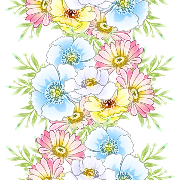 Colorful Flowers Seamless Pattern Petals Vector Illustration — Stock Vector