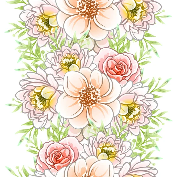 Renkli Çiçekler Pürüzsüz Desen Taç Yaprakları Vektör Çizimi — Stok Vektör