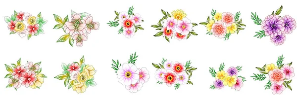 Flores Coloridas Fundo Sem Costura Vetor Ilustração Banner — Vetor de Stock